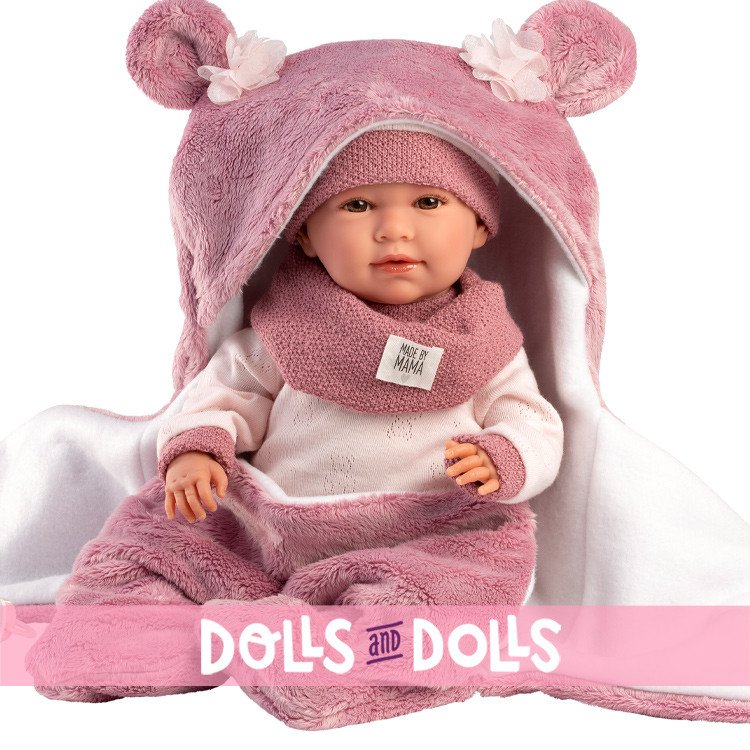 Llorens doll 42 cm - Newborn Mimi crybaby with fuchsia sachet