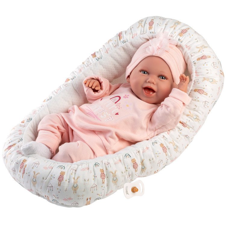 Llorens doll 42 cm - Newborn Mimi smiles with “Future Artist” cradle