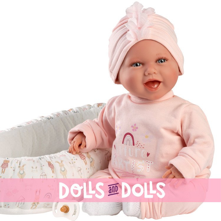 Llorens doll 42 cm - Newborn Mimi smiles with “Future Artist” cradle