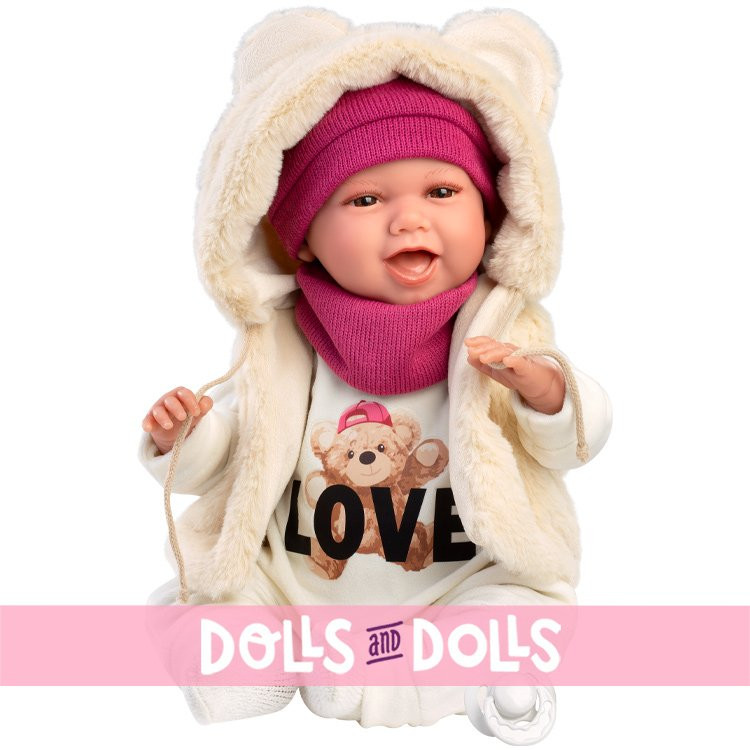 Llorens doll 42 cm - Newborn Mimi smiles “Love Bear”