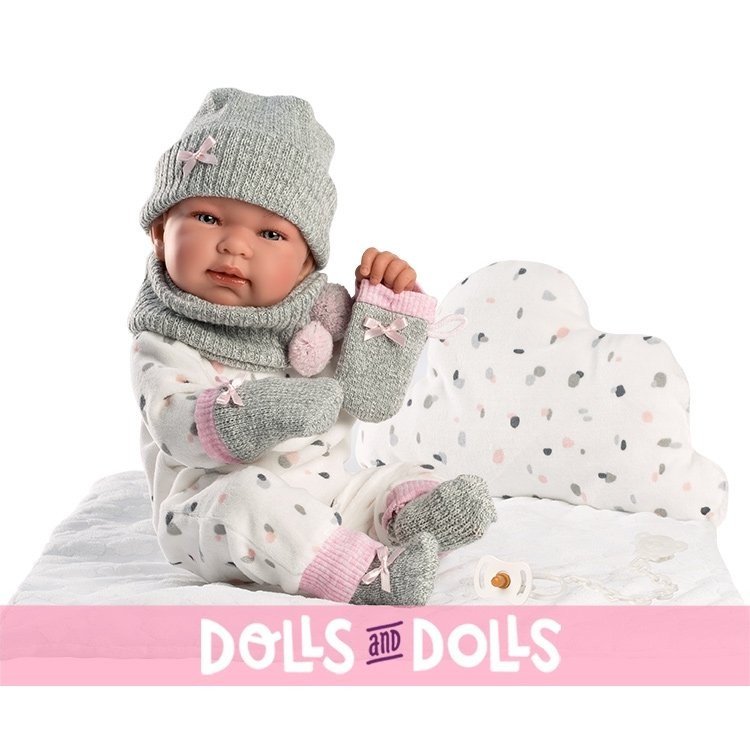 Llorens doll 43 cm - Newborn Tina with swaddle clouds