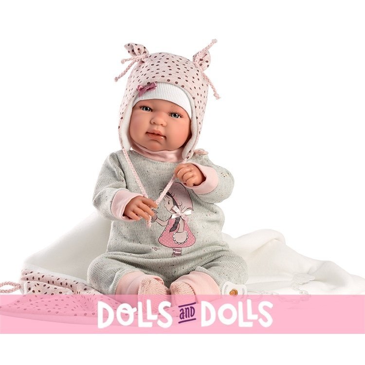  Llorens doll 44 cm - Crying newborn Tina with changing mat