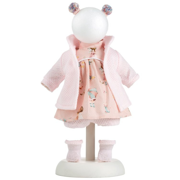 Clothes for Llorens dolls 33 cm - Speckled pink dress with a knit jacket