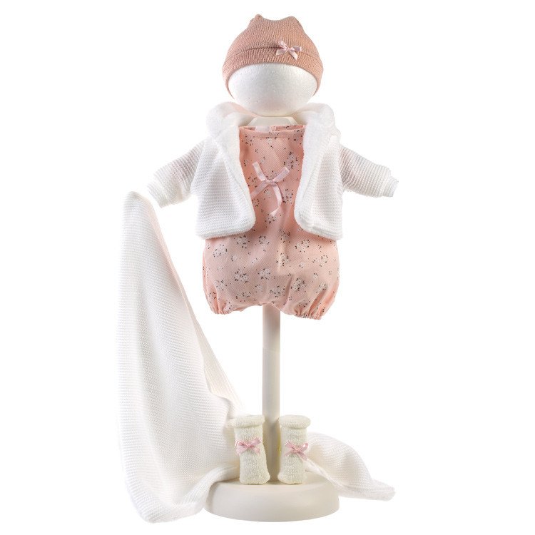 Clothes for Llorens dolls 38 cm - Pink flower dress with white jacket