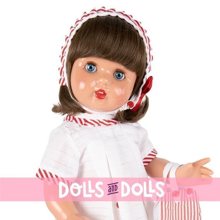 Mariquita Pérez doll 50 cm - With white dress with red stripes