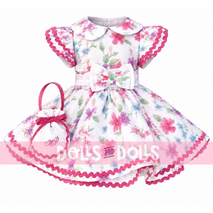 Outfit for Mariquita Pérez doll 50 cm - Fuchsia dress with flowers