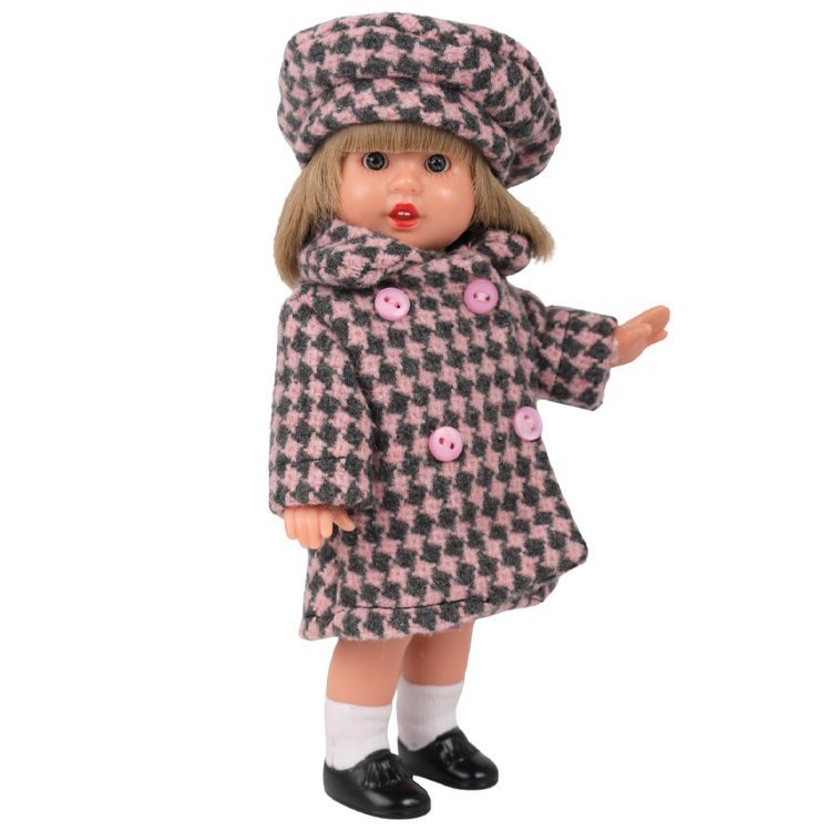 Mini Mariquita Pérez doll 21 cm - Winter plaid coat - Blonde