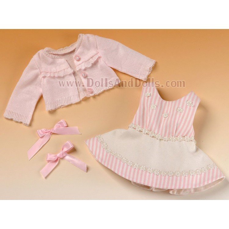 Pink dress with beige stripes