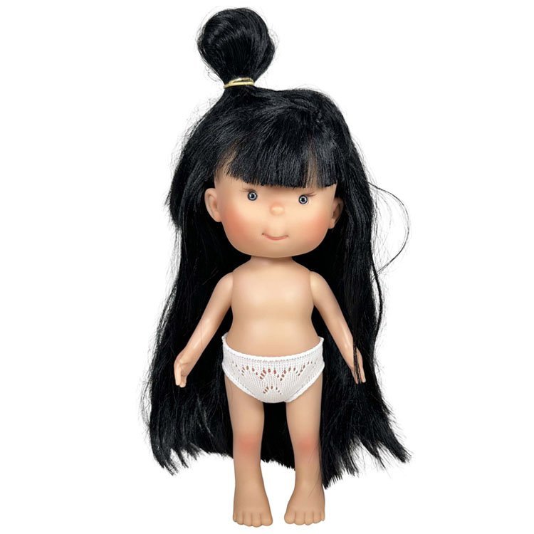 Nines d'Onil doll 30 cm - Pippa with black hair with a high bun and gray eyes - Without clothes