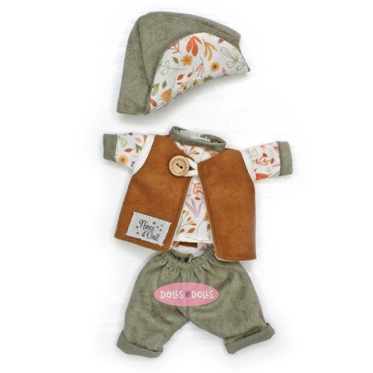 Clothes for Nines d'Onil dolls 23 cm - Little Mia - Outfit with natural print and hat