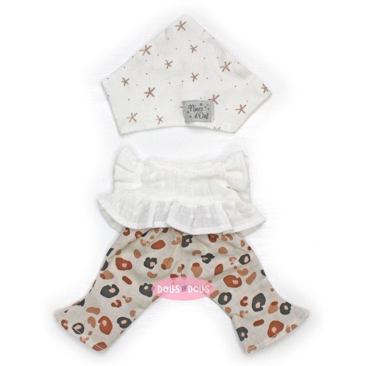 Clothes for Nines d'Onil dolls 30 cm - Mia - White dress with patterned pants and starry hat