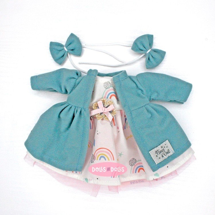 Clothes for Nines d'Onil dolls 30 cm - Mia - Rainbow dress with blue coat