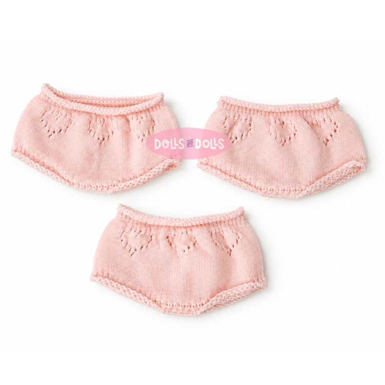 Complements for Nines d'Onil 30 cm doll - Mia and Pippa - Set of three pink openwork panties