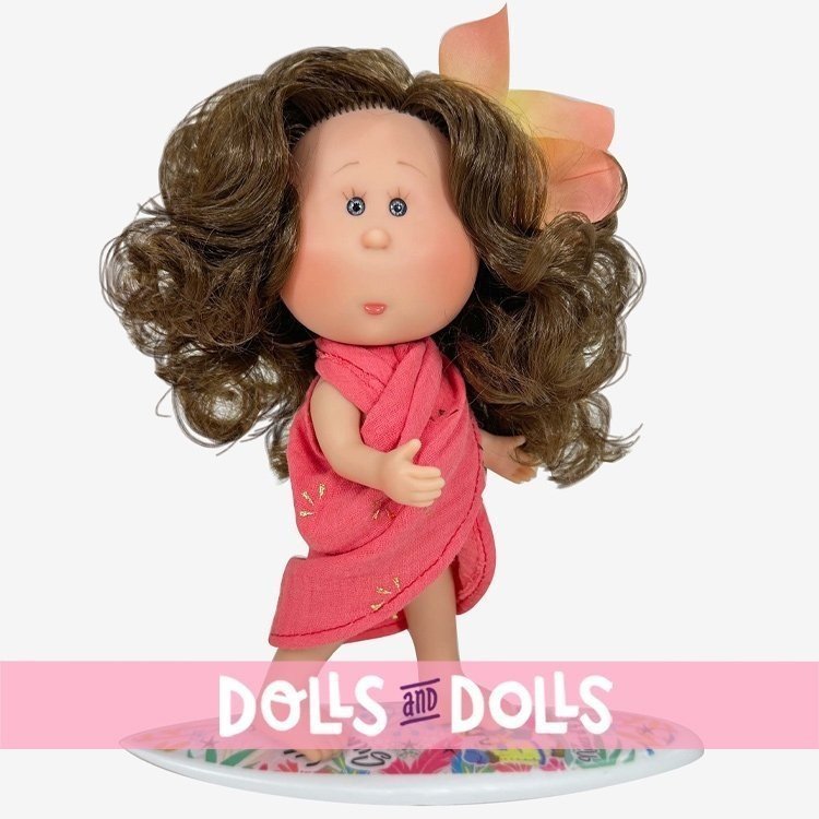 Nines d'Onil doll 23 cm - Little Mia summer with wavy brown hair and sarong