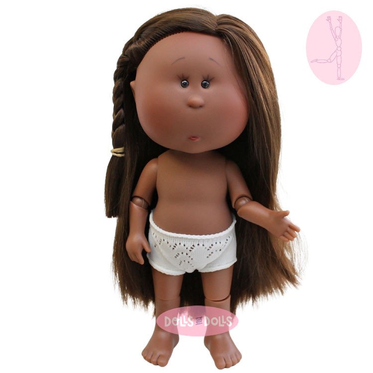 Nines d'Onil doll 30 cm - Mia ARTICULATED - Mia black with straight hair - Without clothes