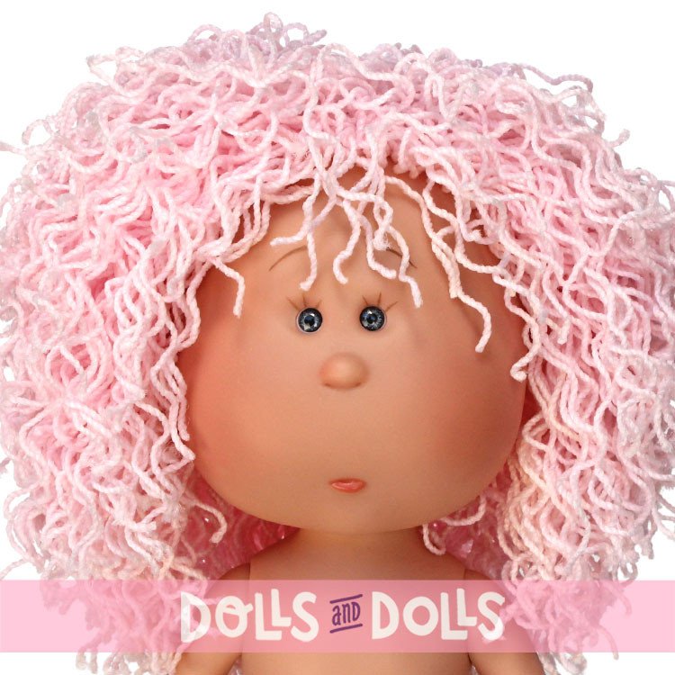Nines d'Onil doll 30 cm - Mia with pink woolly hair - Without clothes