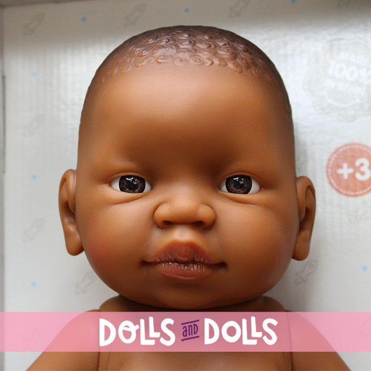 Paola Reina doll 45 cm - Bebita newborn - Black girl with nappy