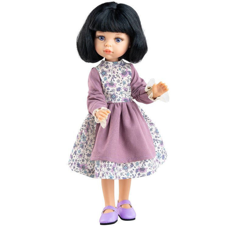 Paola Reina doll 32 cm - Las Amigas Articulated - Carina in purple flower dress