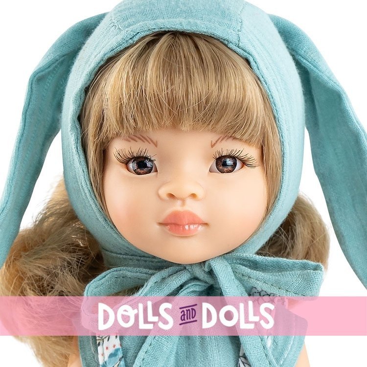 Paola Reina doll 32 cm - Las Amigas Articulated - Manica with natural patterned jumpsuit and bunny hood