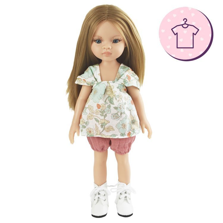 Outfit for Paola Reina doll 32 cm - Las Amigas - Roxana - Blue floral dress