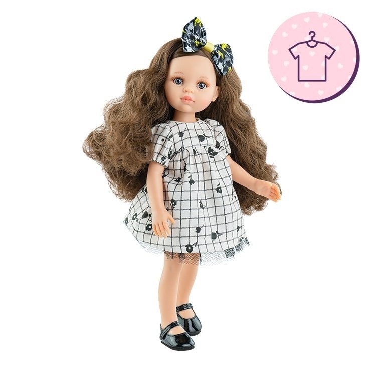 Outfit for Paola Reina doll 32 cm - Las Amigas - Ana Belén - Black flower dress with bow