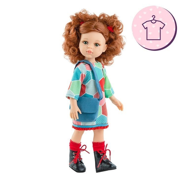 Outfit for Paola Reina doll 32 cm - Las Amigas - Virgi - Hexagon dress and bag