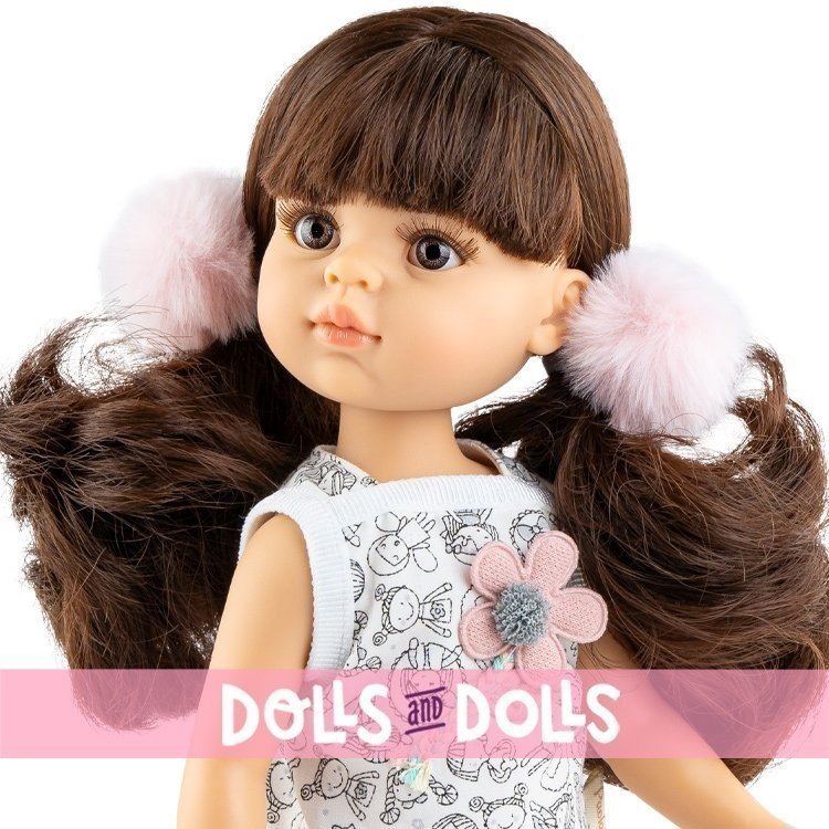 Paola Reina doll 32 cm - Las Amigas - Estefania with doll patterned ensemble
