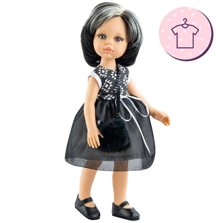 Outfit for Paola Reina doll 32 cm - Las Amigas Funky - Ani - Black dress with geometric shapes