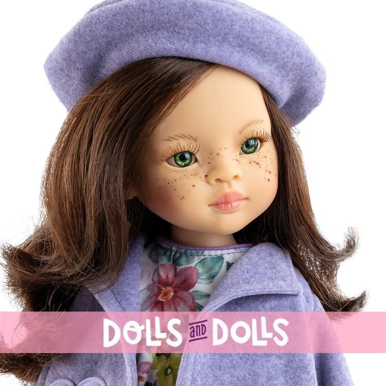 Paola Reina doll 32 cm - Las Amigas - Sofia with flower dress, purple jacket and beret