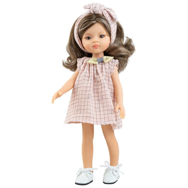 Paola Reina doll 32 cm - Las Amigas - Sofia in a pink plaid dress