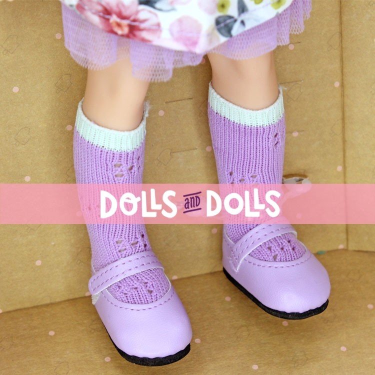 Paola Reina doll 32 cm - Las Amigas - Sofia with flower dress, purple jacket and beret
