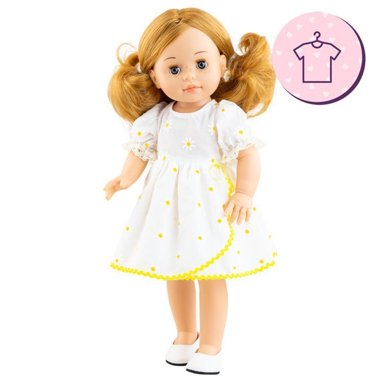 Outfit for Paola Reina doll 45 cm - Soy Tú - María - White dress with daisies
