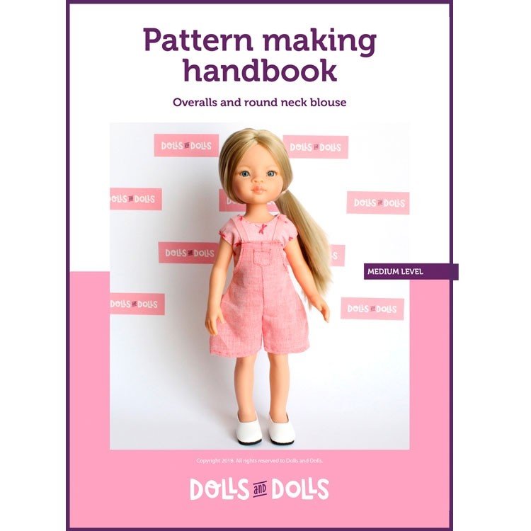 Dolls And Dolls downloadable pattern for Las Amigas dolls - Overalls with round neck blouse
