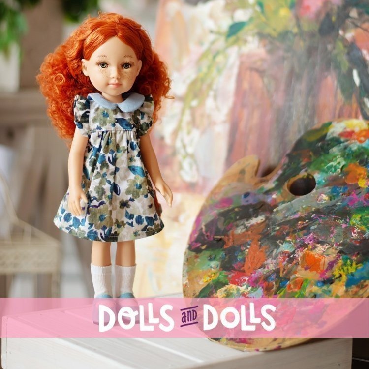 Reina del Norte doll 32 cm - Ana with natural print dress