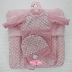 Outfit for Antonio Juan doll 26-27 cm - Pink-white knitted romper suit with cap and coat