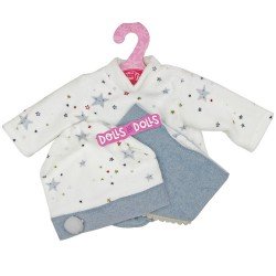 Outfit for Antonio Juan doll 33-34 cm - Blue stars printed outfit with hat and bib