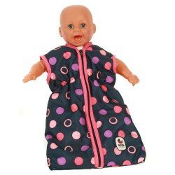 Sleeping bag for dolls to 55 cm - Bayer Chic 2000 - Pink and Navy with circles