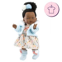 Clothes for Llorens dolls 28 cm - Triangle print dress with blue jacket and booties