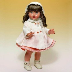Mariquita Pérez doll 50 cm - With beige coat and salmon colour dress