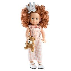 Paola Reina doll 45 cm - Soy tú - Becca with plaid jumpsuit and crown