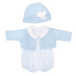 Outfit for Así doll 46 cm - Mini rhombuses light blue rompers with light blue jacket with hat for Leo