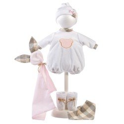 Clothes for Llorens dolls 38 cm - Teddy bear pajamas with pink bunny doudou