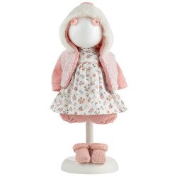 Clothes for Llorens dolls 38 cm - Flower dress with pink hood