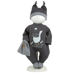 Clothes for Llorens dolls 42 cm - Black pajamas with a duck print