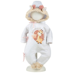 Clothes for Llorens dolls 44 cm - White bodysuit with a giraffe print