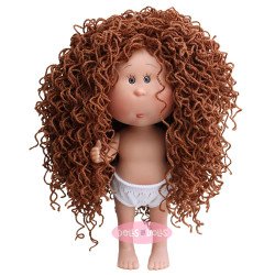 Nines d'Onil doll 23 cm - Little Mia with brown woolly hair and gray eyes - Without clothes