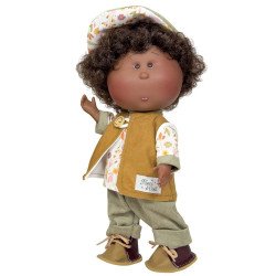 Nines d'Onil doll 23 cm - Little Mio brunette with natural print set