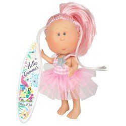 Nines d'Onil doll 30 cm - Mia summer with pink hair and pink gingham-tulle dress