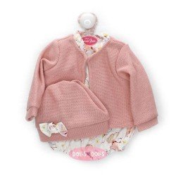 Outfit for Antonio Juan doll 40-42 cm - Pink wool outfit with printed romper