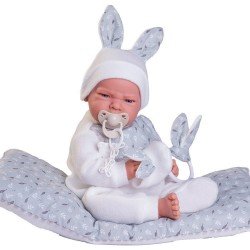 Antonio Juan doll 42 cm - Speciall Weight - Newborn Leo bunny with cushion bed